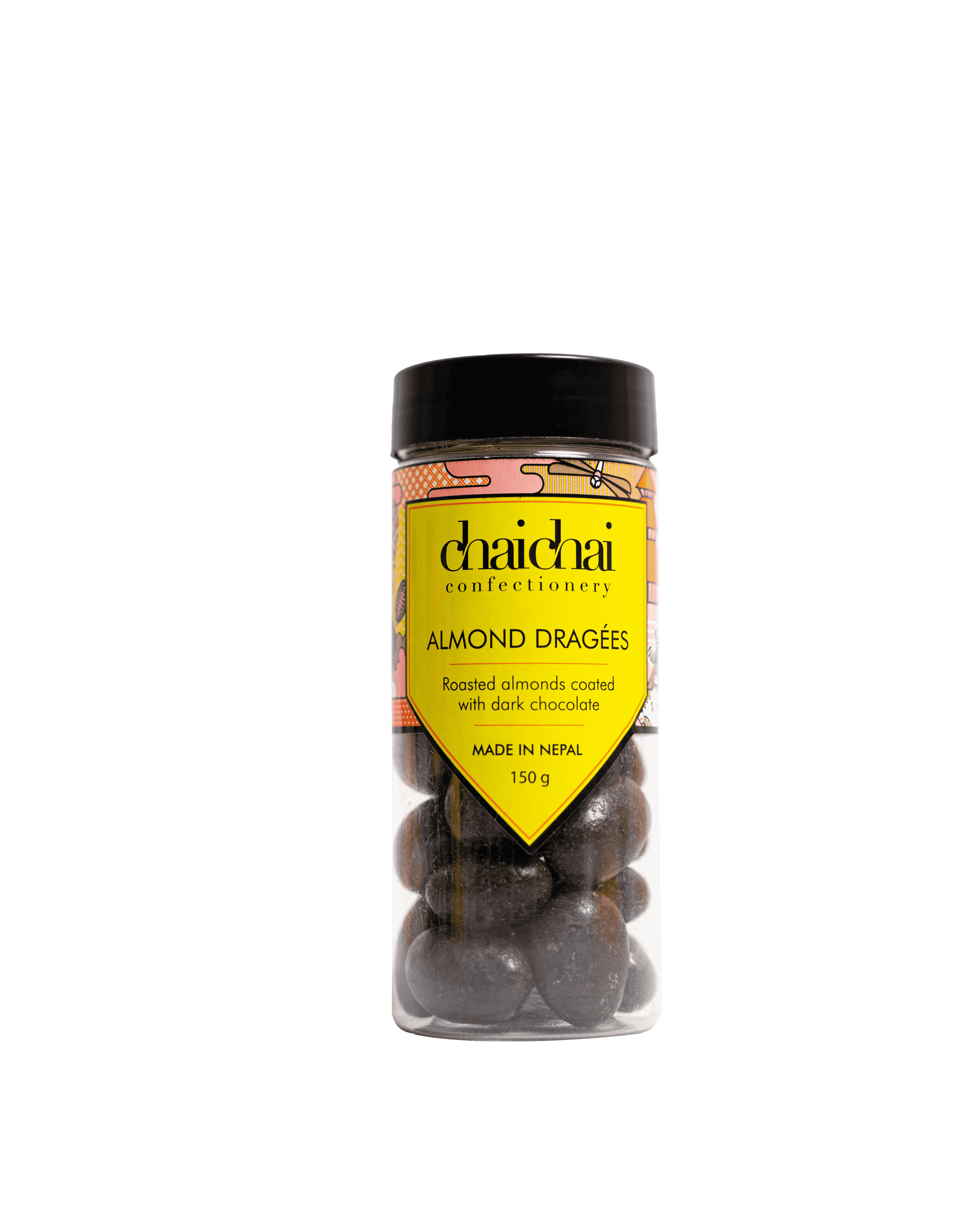 CHAI CHAI Almond Dragées (Dark) 150gms Bottle GMAD150